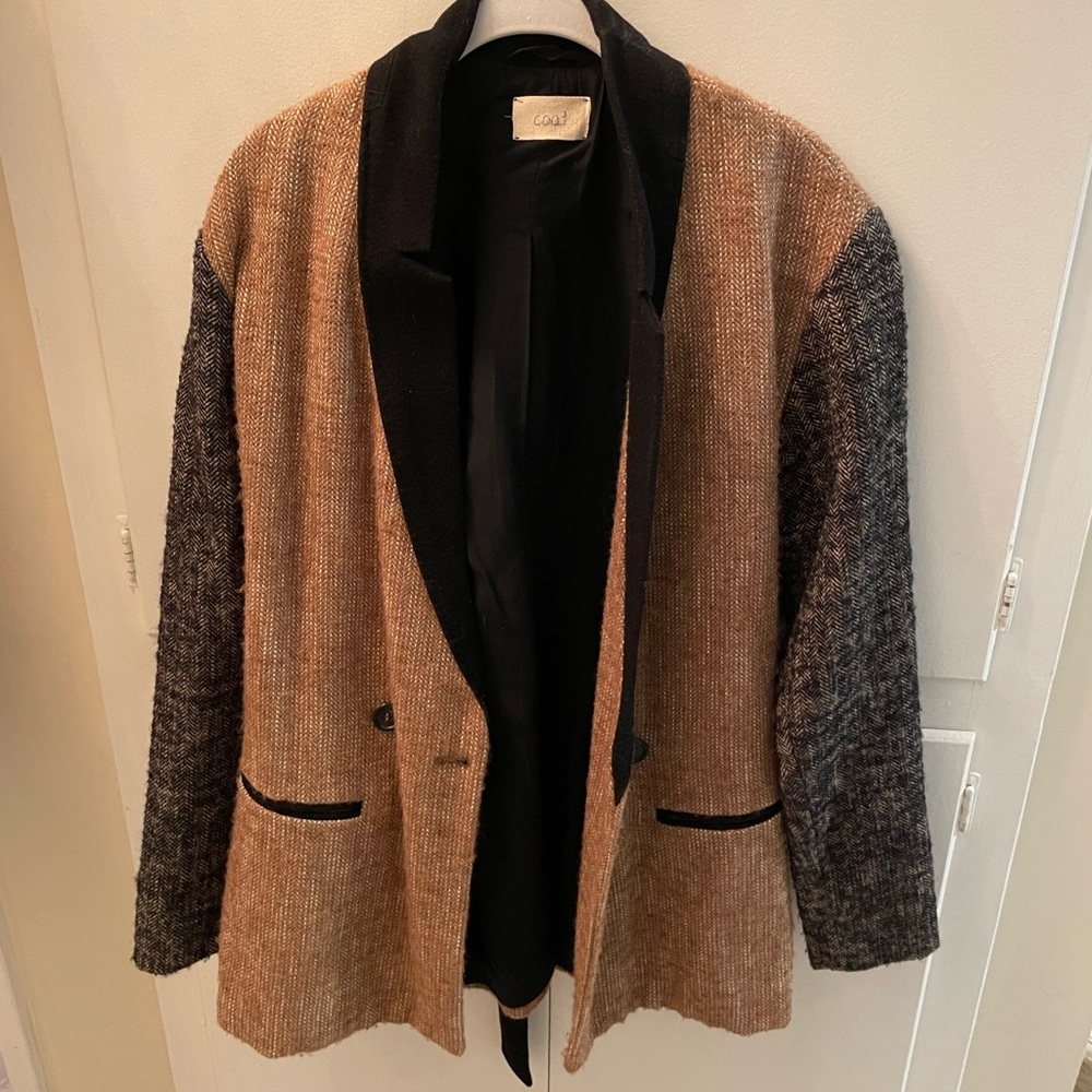 Wool/cotton blend wrap blazer